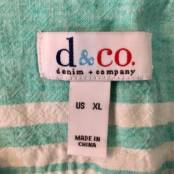 Denim & Co. Linen Blend Collarless Top, XL - Picture 3 of 5